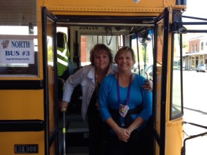 Two "sippers" boarding the "Barrel Bus"
