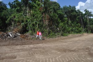 Wife and I in front of our lot